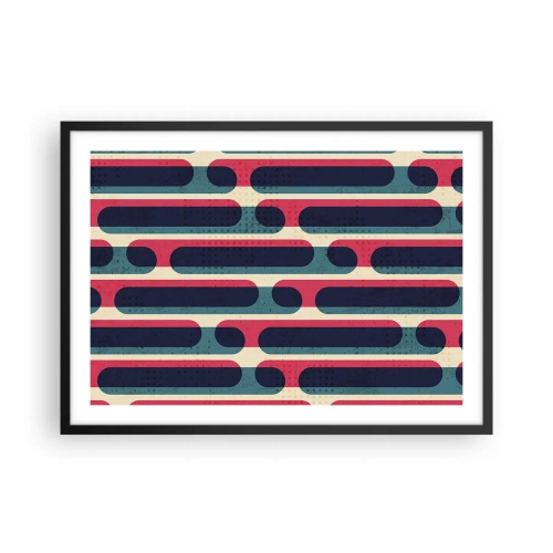 Plakat w czarnej ramie - Geometryczny wzór w stylu retro z pastelowymi barwami - 70x50cm - W głąb i do przodu - Nowoczesna dekoracja ścienna do salonu i sypialni ARTTOR