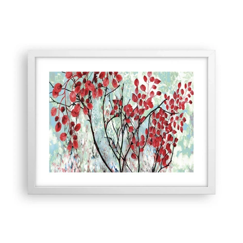 Plakat w białej ramie - Drzewo w szkarłacie - 40x30 cm