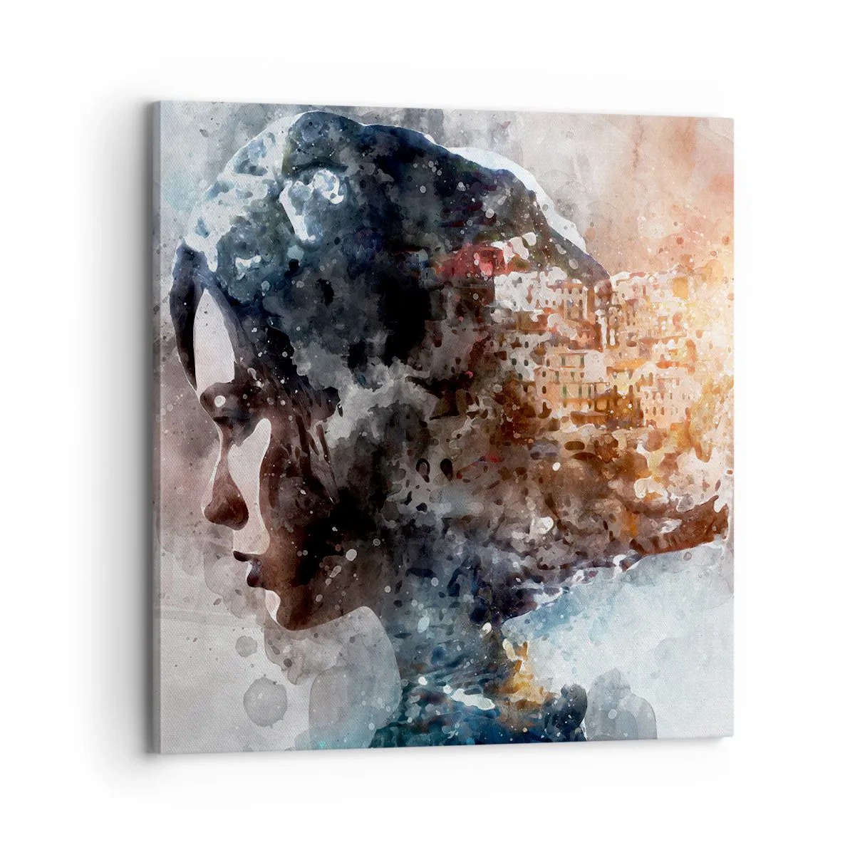 Obraz na płótnie - Opowieść o dziewczynie z miastem w tle - 70x70 cm