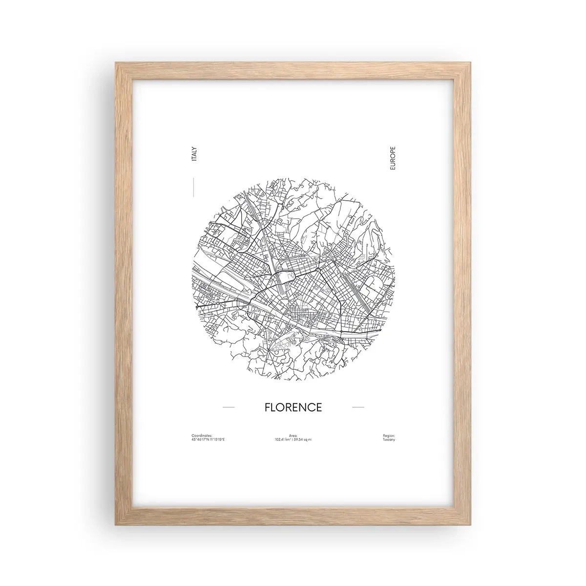 Plakat w ramie jasny dąb - Anatomia Florencji - 30x40 cm