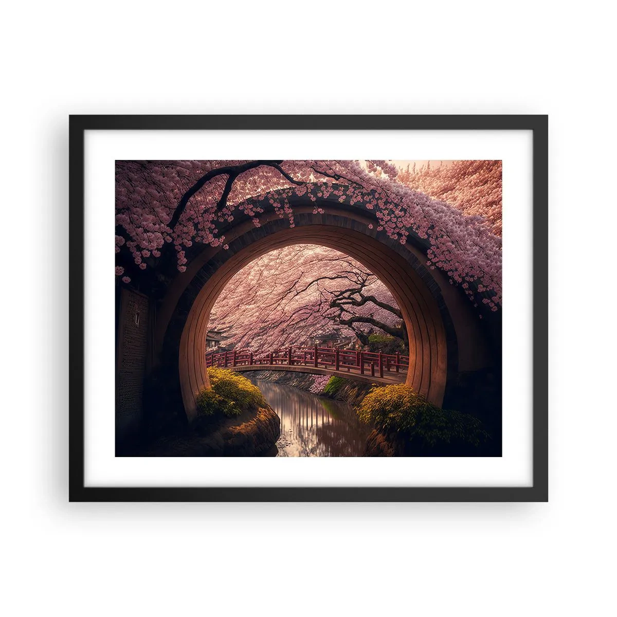 Plakat w czarnej ramie - Japońska wiosna - 50x40 cm