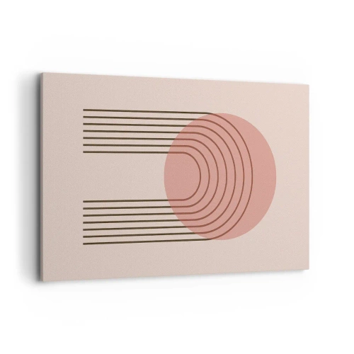 Obraz na płótnie - Abstrakcyjny motyw z różowym okręgiem i liniami - 120x80cm - Nieodparte przyciąganie - Nowoczesna dekoracja ścienna do salonu, kuchni i sypialni ARTTOR