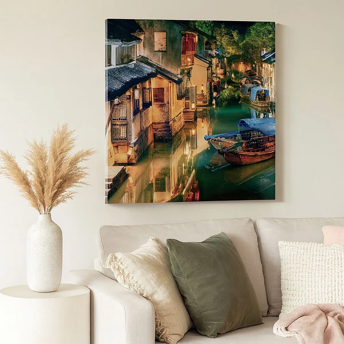 Obraz na płótnie - Wieczór na chińskiej ulicy - 30x30 cm