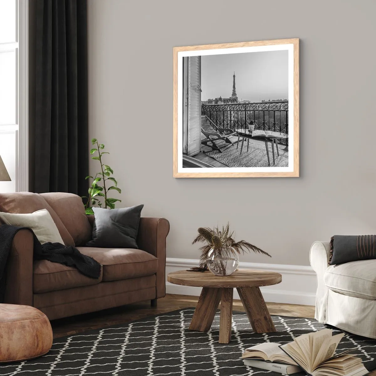 Plakat w ramie jasny dąb - Paryskie popołudnie - 50x50 cm