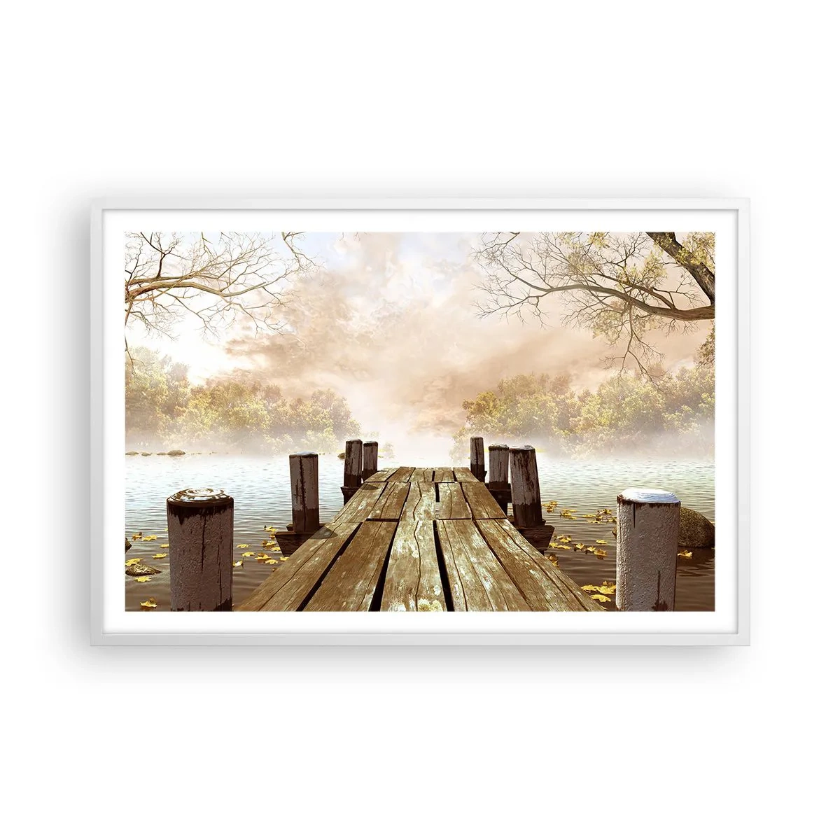 Plakat w białej ramie - Łagodny smutek jesieni - 91x61 cm