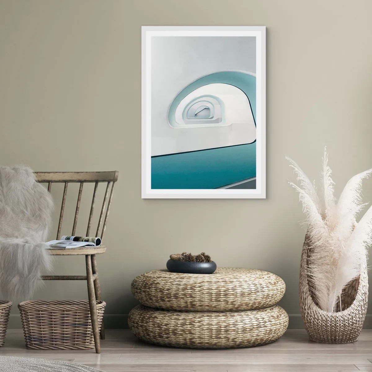 Plakat w białej ramie - Do dna błękitu - 30x40 cm