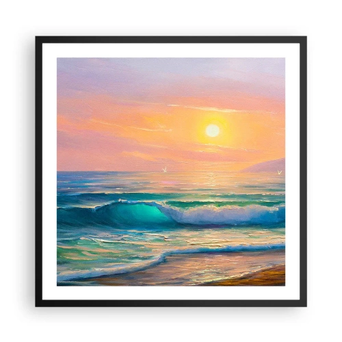 Plakat w czarnej ramie - Turkusowa pieśń fal - 60x60 cm