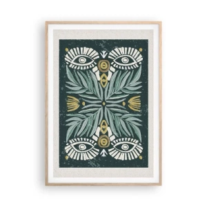 Plakat w ramie jasny dąb - Jak ludowa wycinanka - 70x100 cm