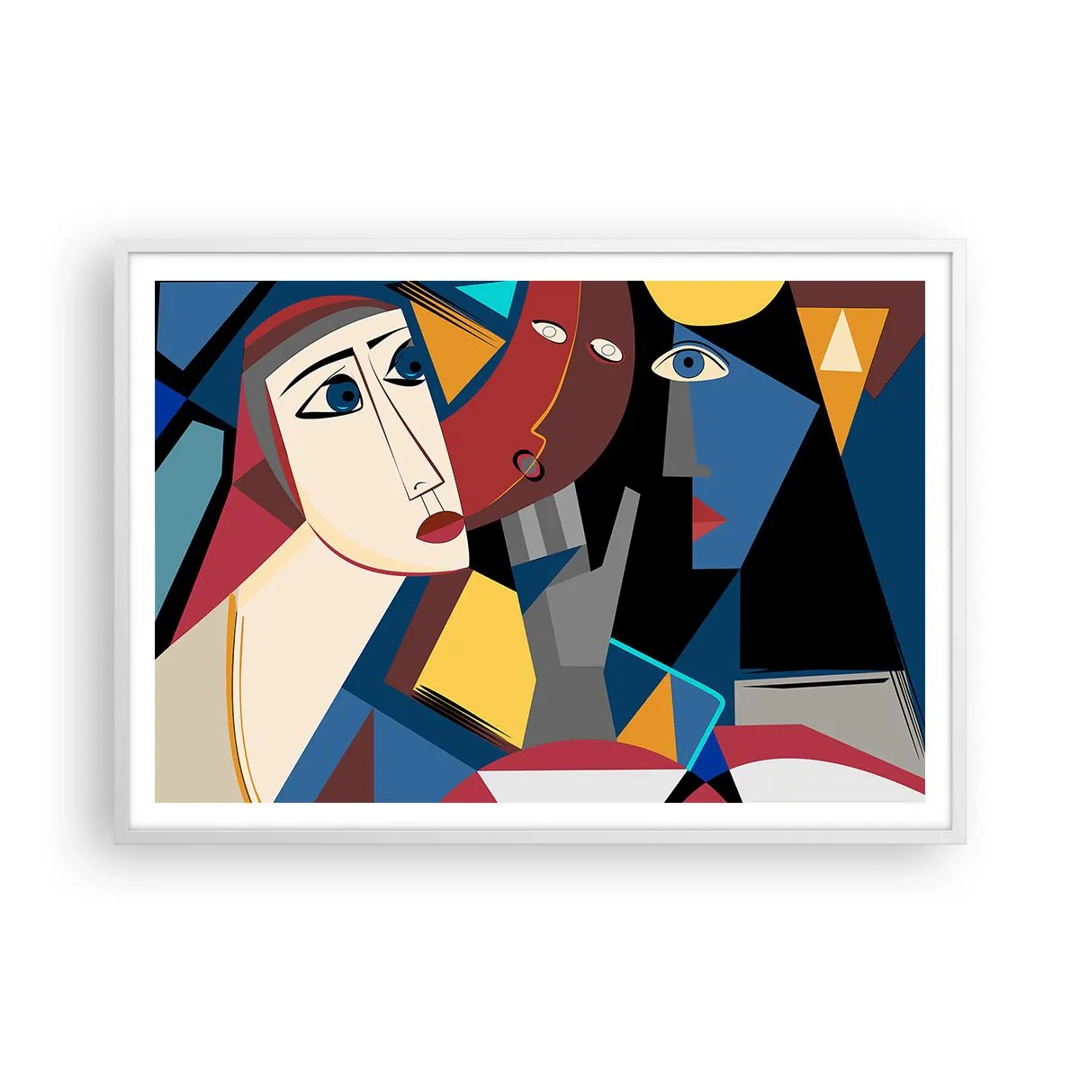 Plakat w białej ramie - Rozmowa kubistów - 100x70 cm