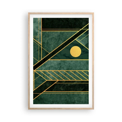 Plakat w ramie jasny dąb - Dynamika złota i lazuru - 61x91 cm