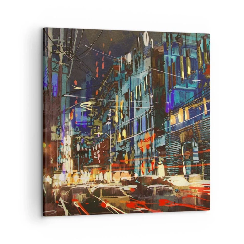 Obraz na płótnie - Wieczorny gwar ulicy - 60x60 cm