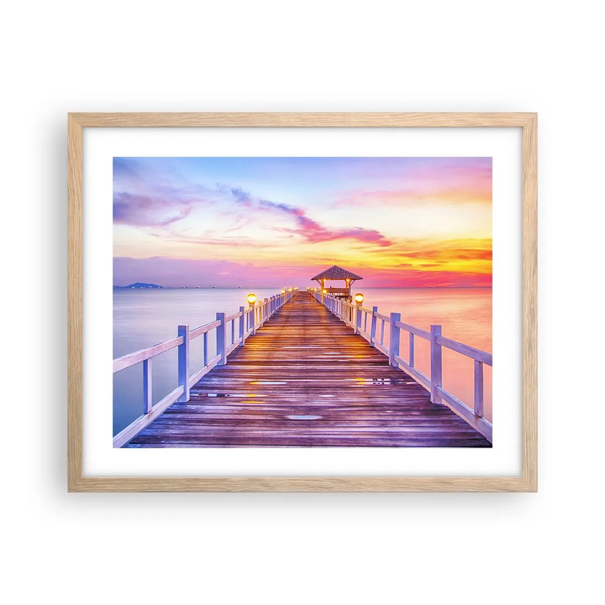 Plakat w ramie jasny dąb - Liliowo-złota cisza wieczoru - 50x40 cm