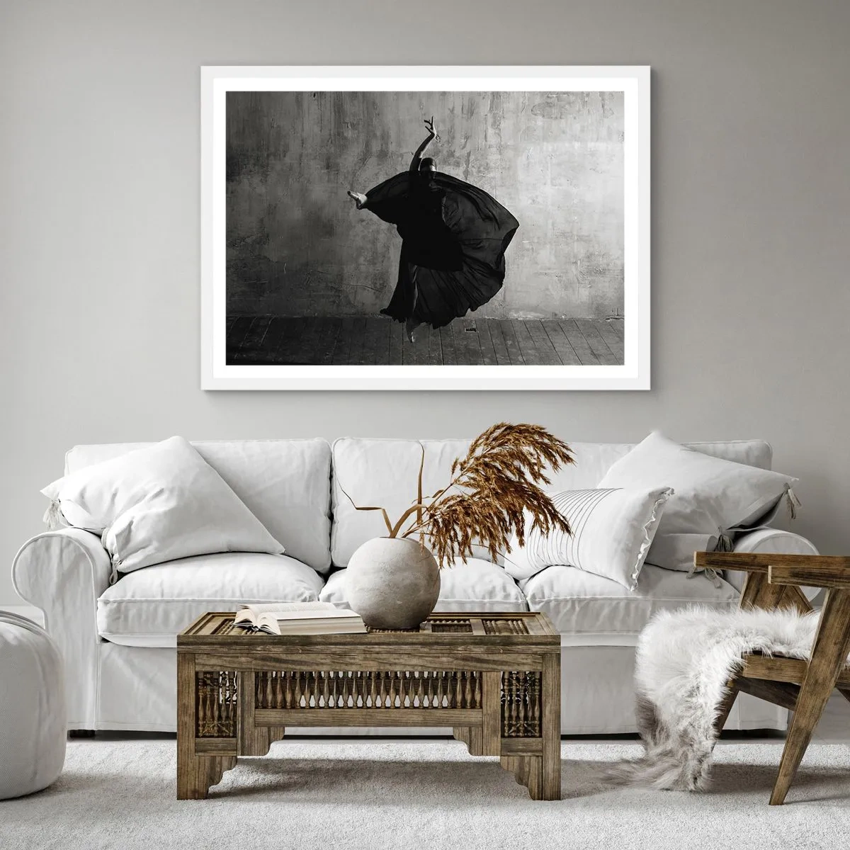 Plakat w białej ramie - Pełne pasji pas - 50x50 cm