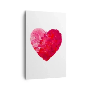 Obraz na płótnie - Różowe i czerwone serce namalowane pędzlem - 80x120cm - All you need is love - Nowoczesna dekoracja ścienna do salonu i sypialni ARTTOR