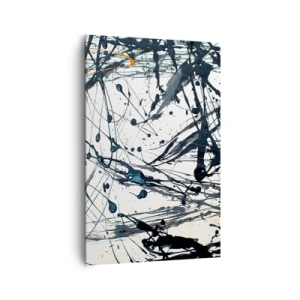 Obraz na płótnie - Abstrakcyjny wzór malarski z dynamicznymi liniami i plamami - 80x120cm - Z sensem czy bez sensu? - Nowoczesna dekoracja ścienna do salonu i sypialni ARTTOR