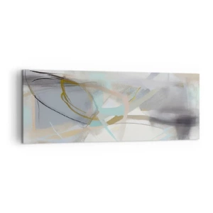 Obraz na płótnie - Pastelowa abstrakcja z delikatnymi liniami - 140x50cm - Abstrakcja zamglona - Nowoczesna dekoracja ścienna do salonu i sypialni ARTTOR