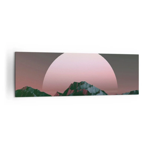 Obraz na płótnie - Geometryczne góry z zachodzącym słońcem w tle - 160x50cm - W sąsiedniej galaktyce - Nowoczesna dekoracja ścienna do salonu i sypialni ARTTOR