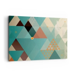 Obraz na płótnie - Geometryczne wzory w odcieniach turkusu i brązu - 120x80cm - Jedność wielości, wielość jedności - Nowoczesna dekoracja ścienna do salonu, kuchni i sypialni ARTTOR