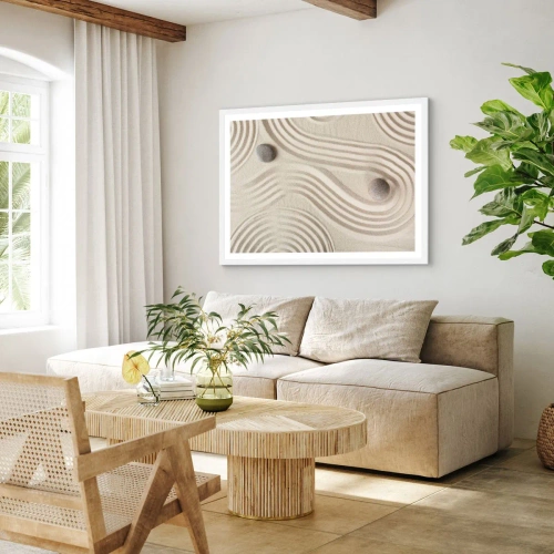Plakat w białej ramie - Dotyk ciepła - 50x40 cm