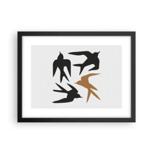 Plakat w czarnej ramie - Jaskółcze zabawy - 40x30 cm