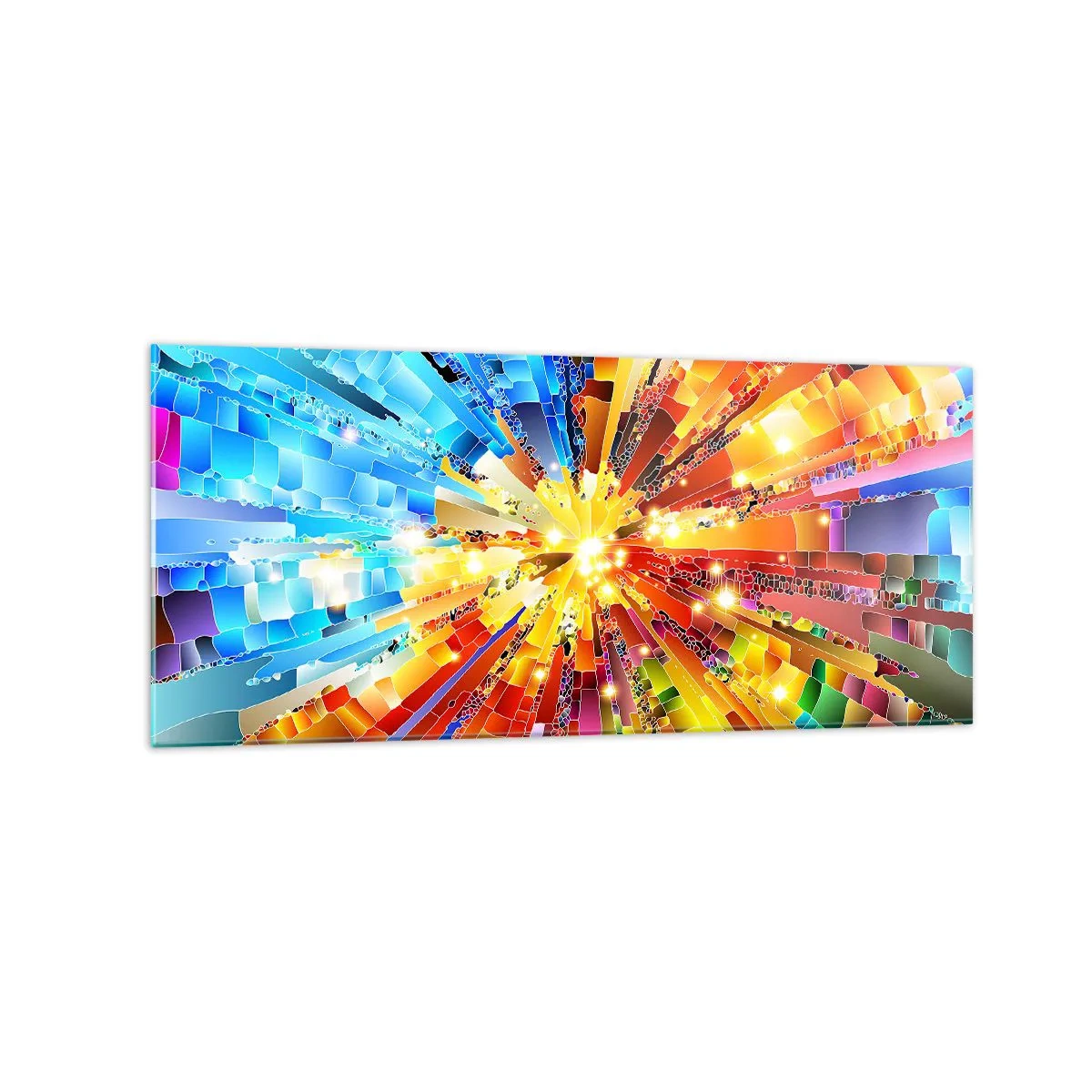 Obraz na szkle - Dynamiczna eksplozja barw i światła - 120x50cm - In medias res - Nowoczesna dekoracja ścienna do salonu i sypialni ARTTOR