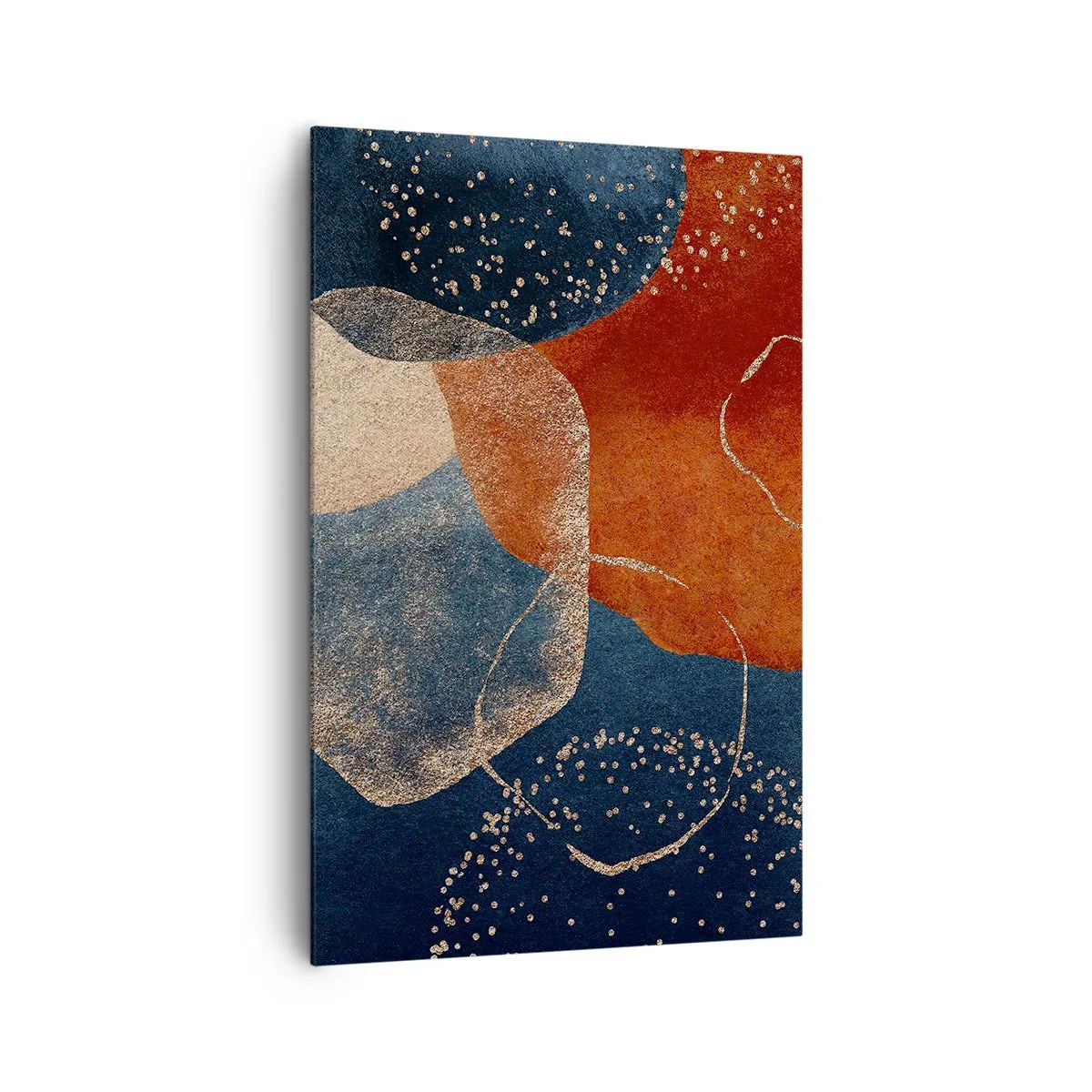 Obraz na płótnie - Abstrakcyjne kształty w odcieniach czerwieni i błękitu - 80x120cm - Lekkość bytu - Nowoczesna dekoracja ścienna do salonu i sypialni ARTTOR