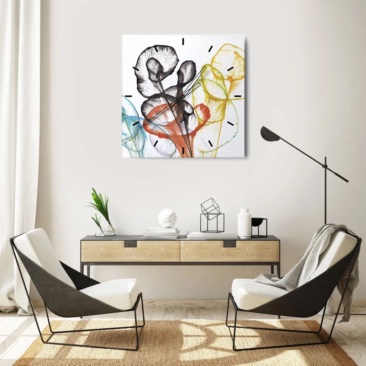 Zegar ścienny - Kwiaty z duszą - 30x30 cm