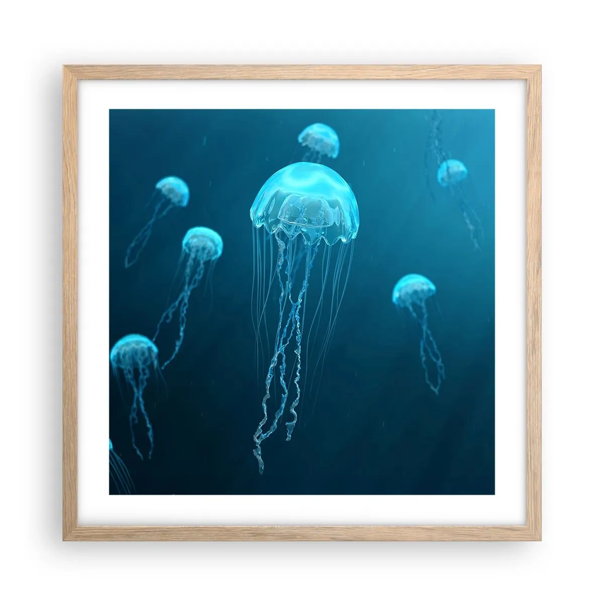 Plakat w ramie jasny dąb - Oceaniczny taniec - 50x50 cm