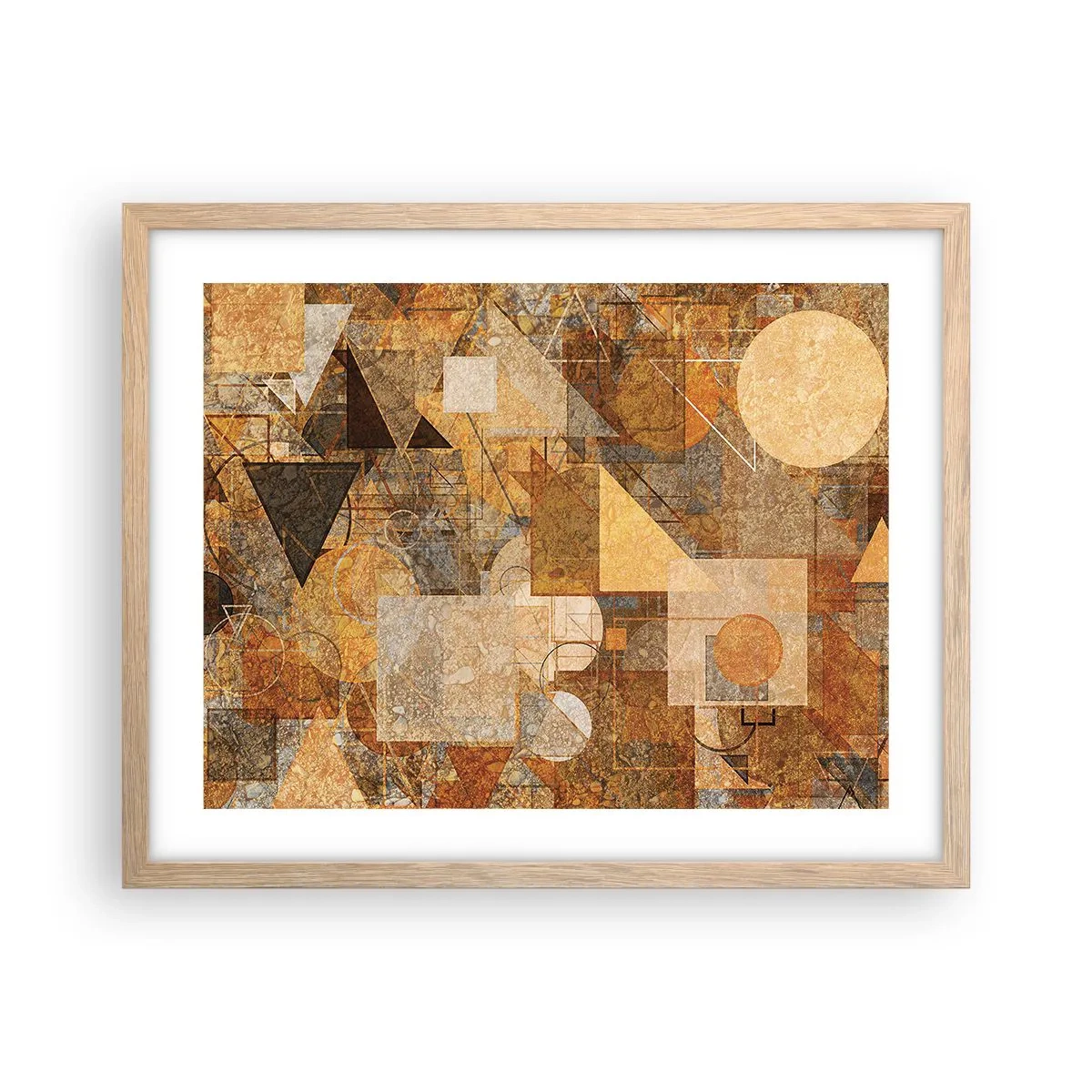 Plakat w ramie jasny dąb - Kubistyczne studium brązu - 50x40 cm