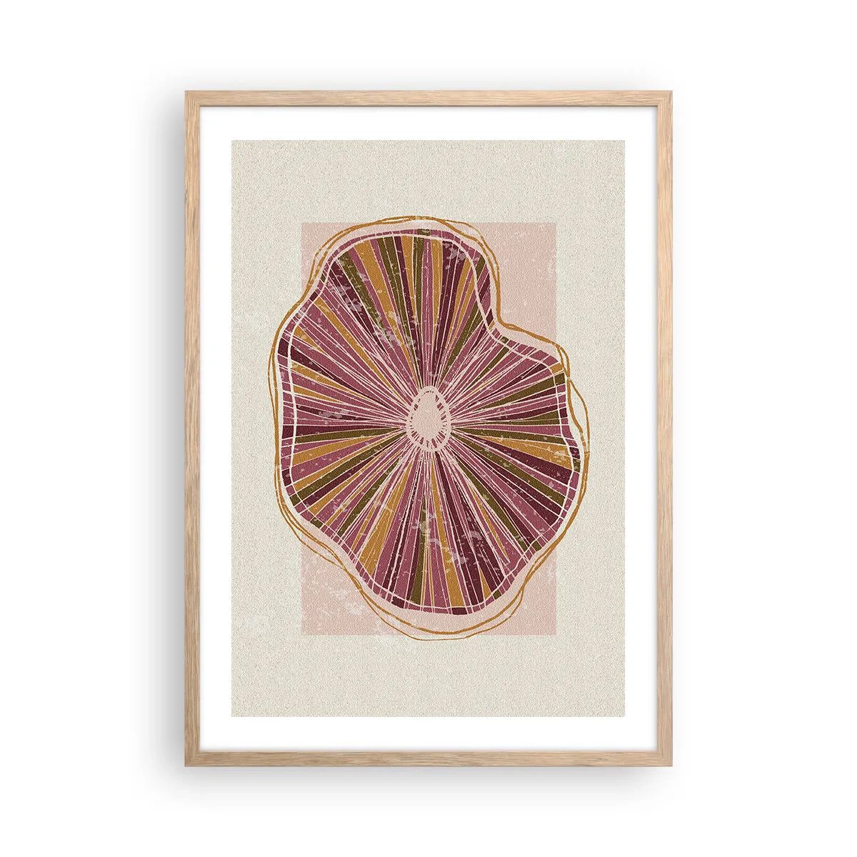 Plakat w ramie jasny dąb - Abstrakcja promienista - 50x70 cm