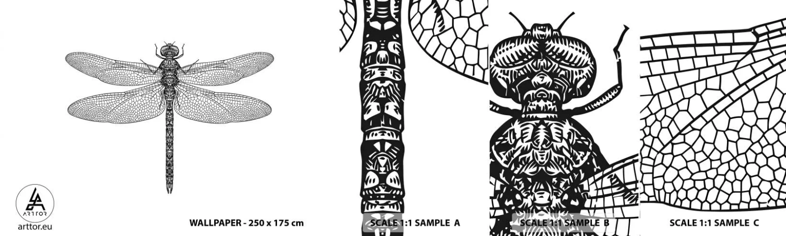 Fototapeta Próbka Samoprzylepna Deluxe Sticker - Precyzja natury - Ważka, Owad, Minimalistyczny - 100x30 cm