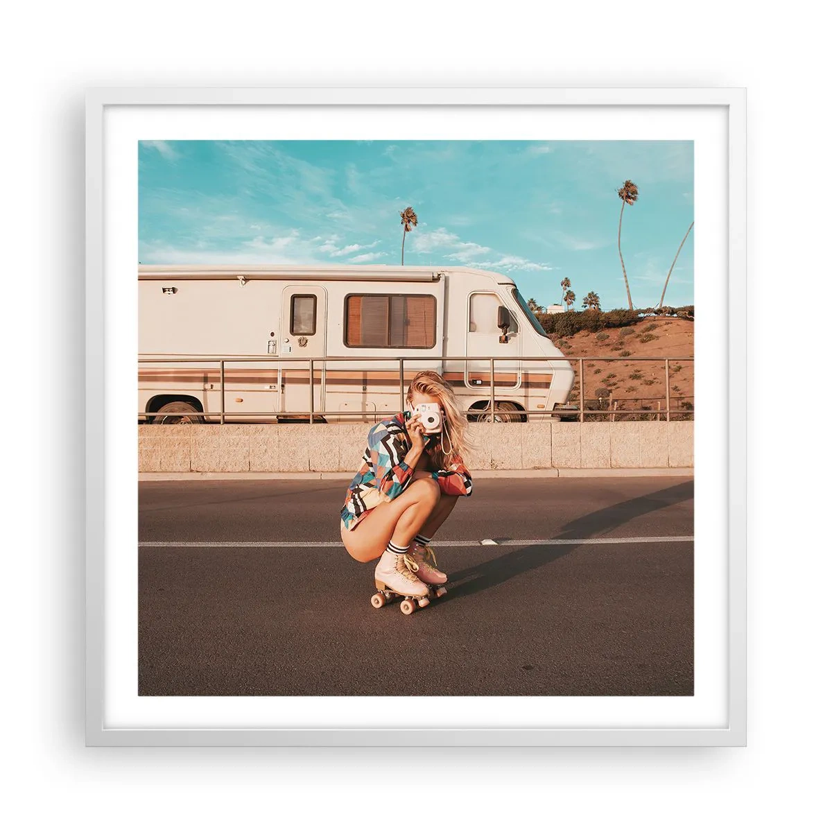 Plakat w białej ramie - Uśmiech, proszę! - 60x60 cm