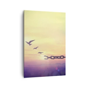 Obraz na płótnie - Symbol wolności z ptakami i zerwanym łańcuchem - 70x100cm - Zwycięstwo wolności - Nowoczesna dekoracja ścienna do salonu i sypialni ARTTOR