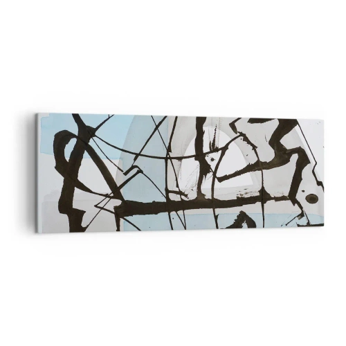 Obraz na płótnie - Abstrakcyjne linie i kształty w błękicie i czerni - 140x50cm - Mimo wszystko błękitny - Nowoczesna dekoracja ścienna do salonu i sypialni ARTTOR