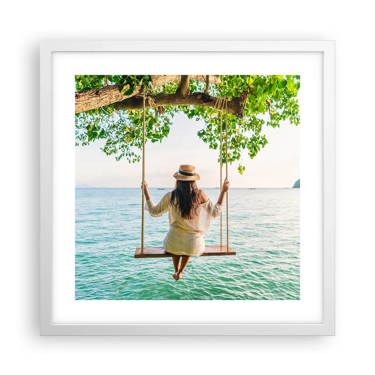 Plakat w białej ramie - Życie jest piękne - 40x40 cm