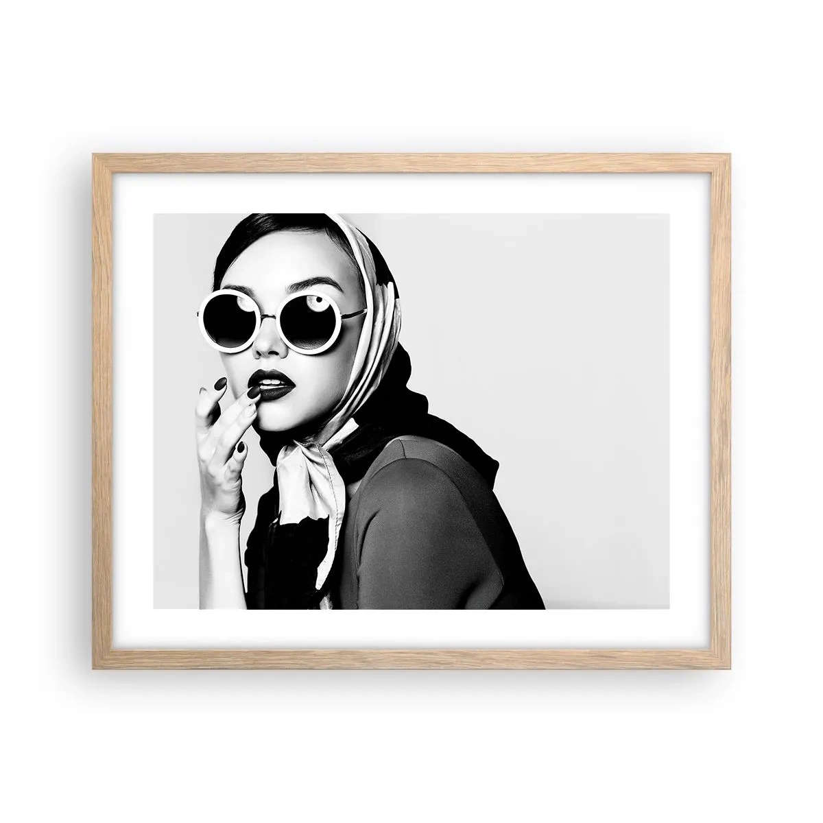 Plakat w ramie jasny dąb - Pozdrowienia z lat 60. - 50x40 cm