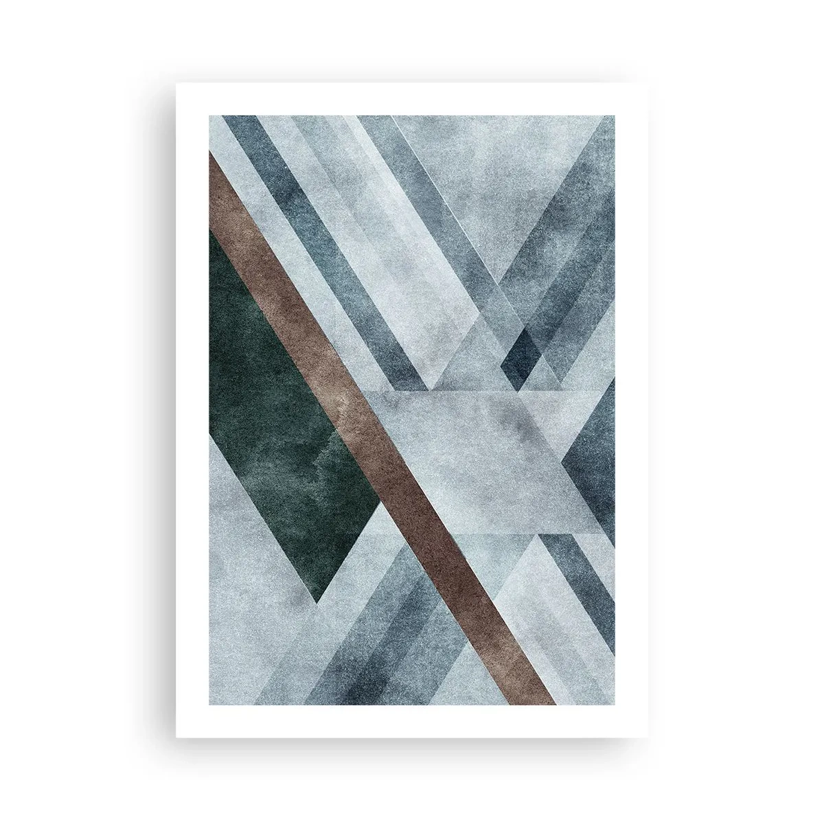Plakat - Geometryczna kompozycja w odcieniach niebieskiego i brązu - 50x70cm - Wyszukana elegancja geometrii - Nowoczesna dekoracja ścienna do salonu, kuchni i sypialni ARTTOR