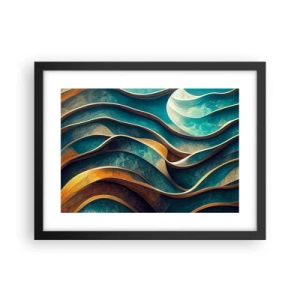 Plakat w czarnej ramie - Meandry błękitu - 40x30 cm