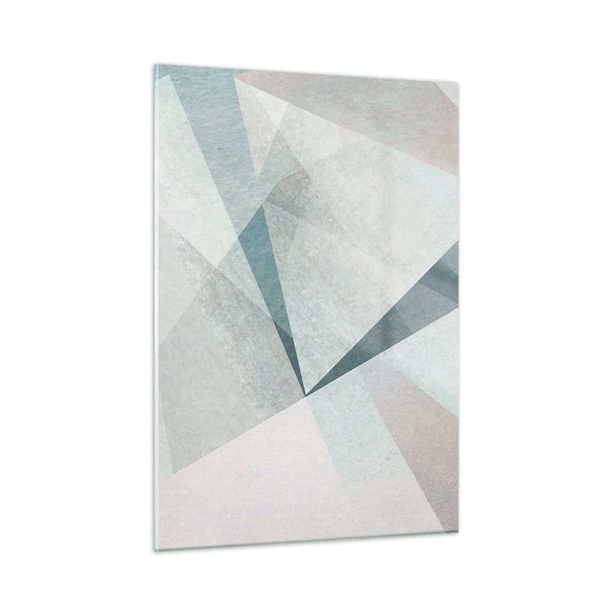 Obraz na szkle - Geometryczne kształty w pastelowych odcieniach zieleni i błękitu - 50x70cm - Spokojnie choć dynamicznie - Nowoczesna dekoracja ścienna do salonu, kuchni i sypialni ARTTOR