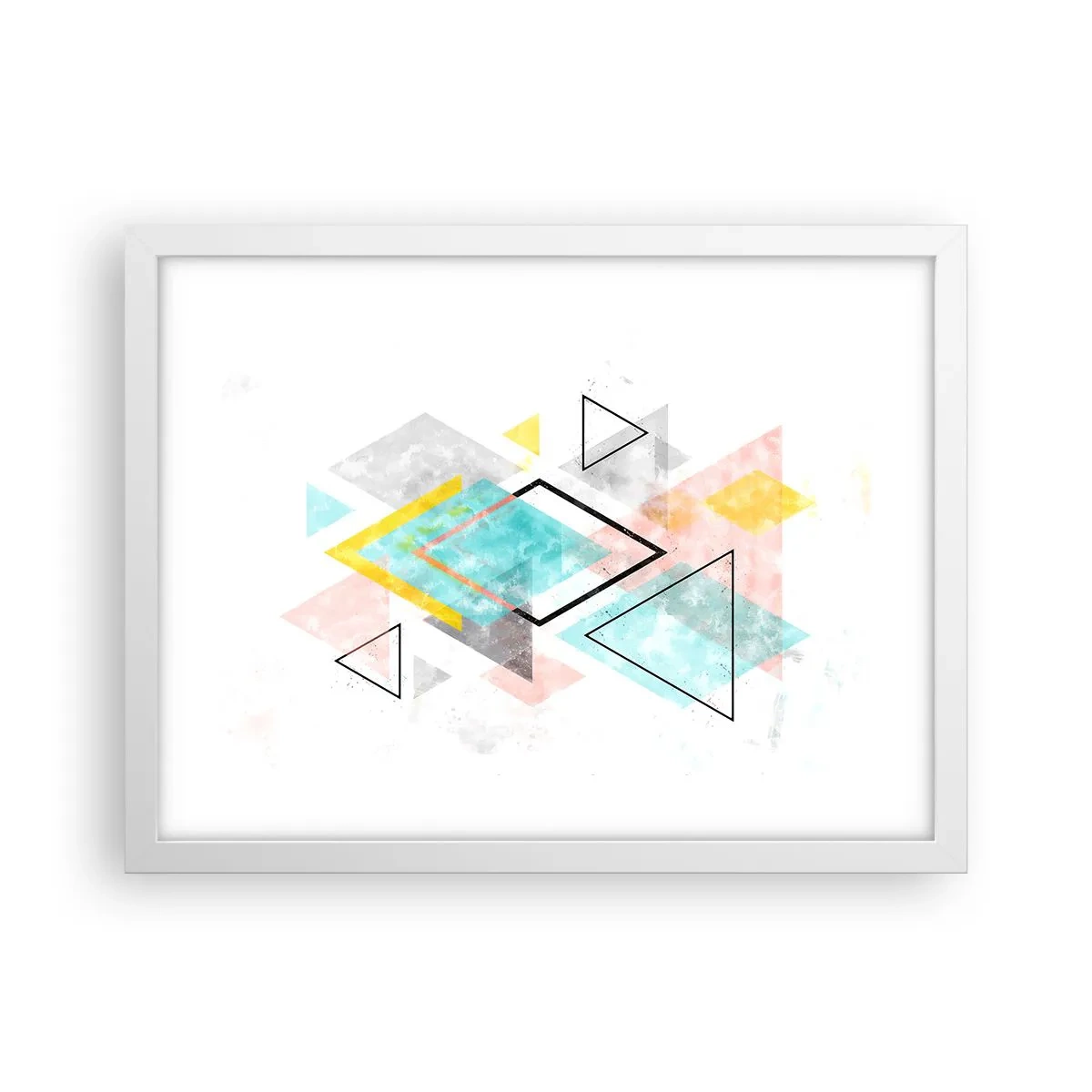 Plakat w białej ramie - Igraszka geometryczna - 40x30 cm