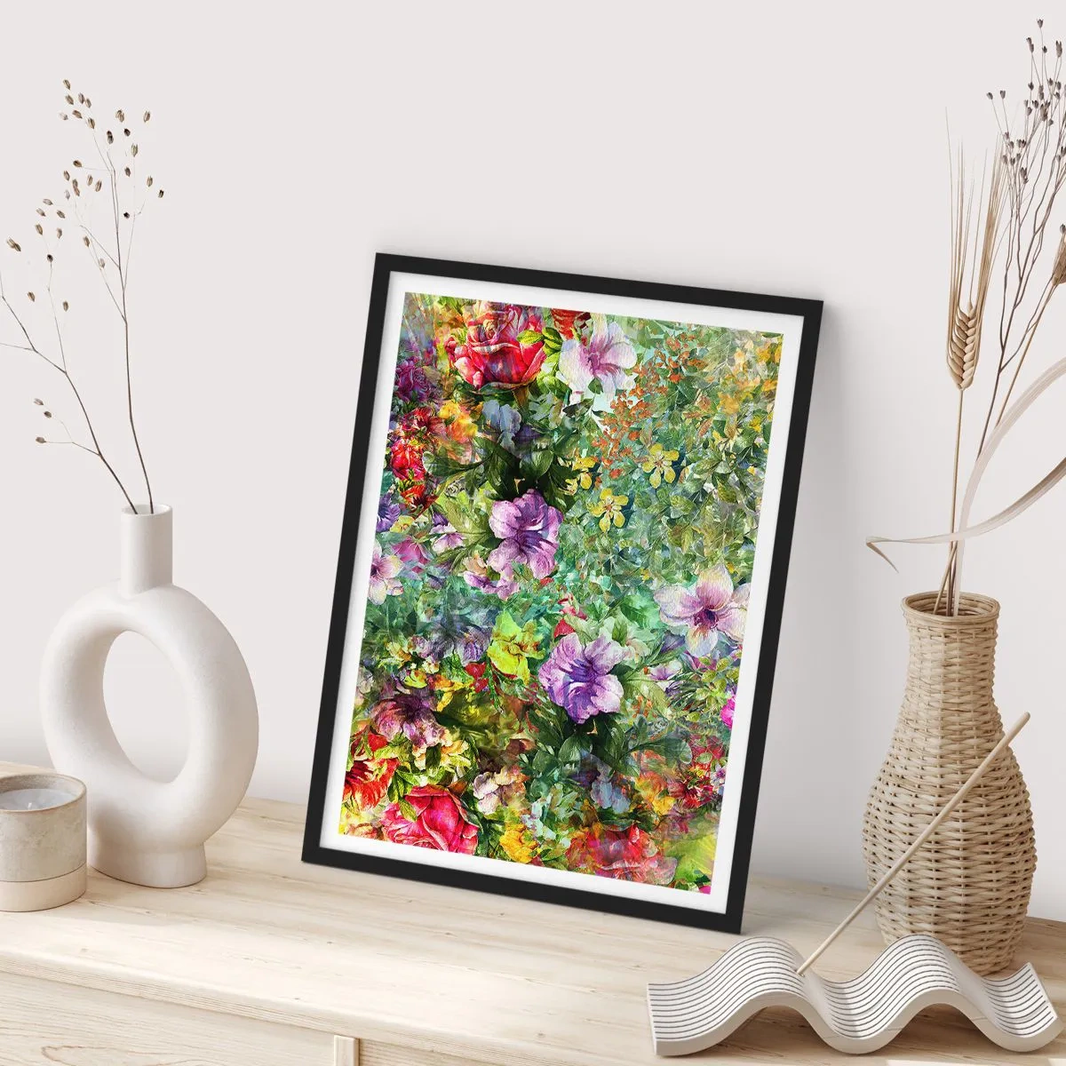 Plakat w czarnej ramie - W kwiaty na zatracenie - 70x100 cm