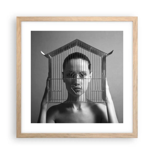 Plakat w ramie jasny dąb - Portret nieco surrealistyczny - 40x40 cm