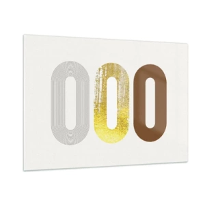 Obraz na szkle - Nowoczesna grafika geometryczna w złocie i brązie - 100x70cm - Ooo! - Nowoczesna dekoracja ścienna do salonu, kuchni i sypialni ARTTOR
