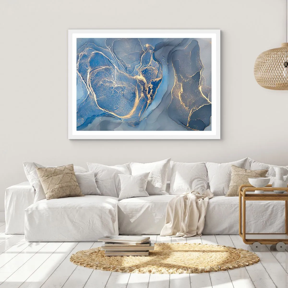 Plakat w białej ramie - Złoty pył - 70x50 cm