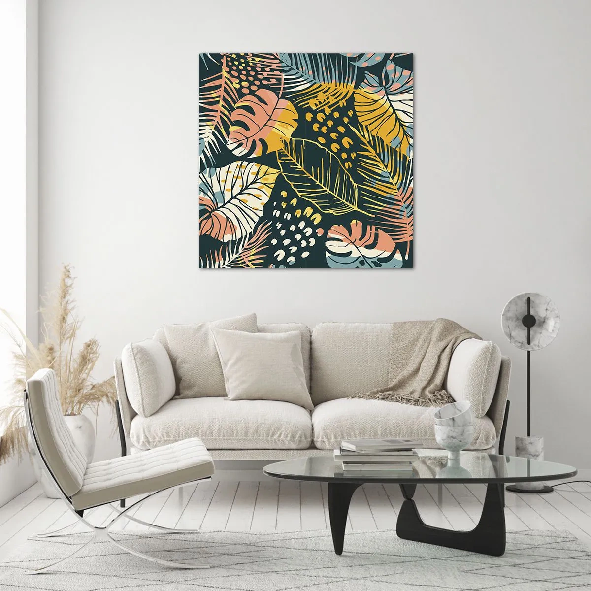 Obraz na szkle - Liściasta fantazja - 70x70 cm