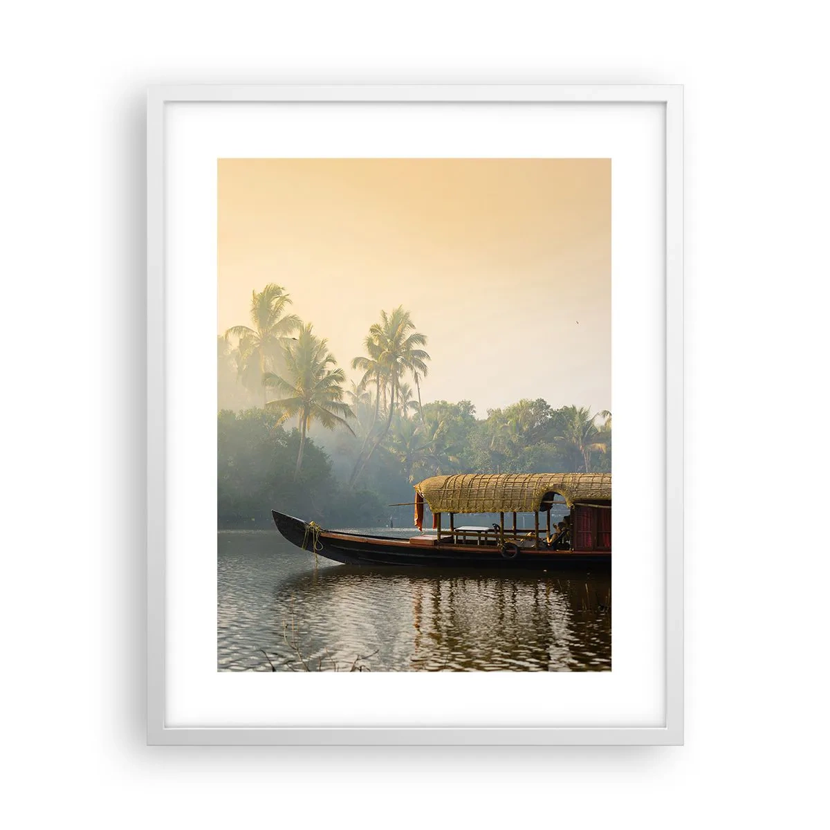Plakat w białej ramie - Dom na rzece - 40x50 cm