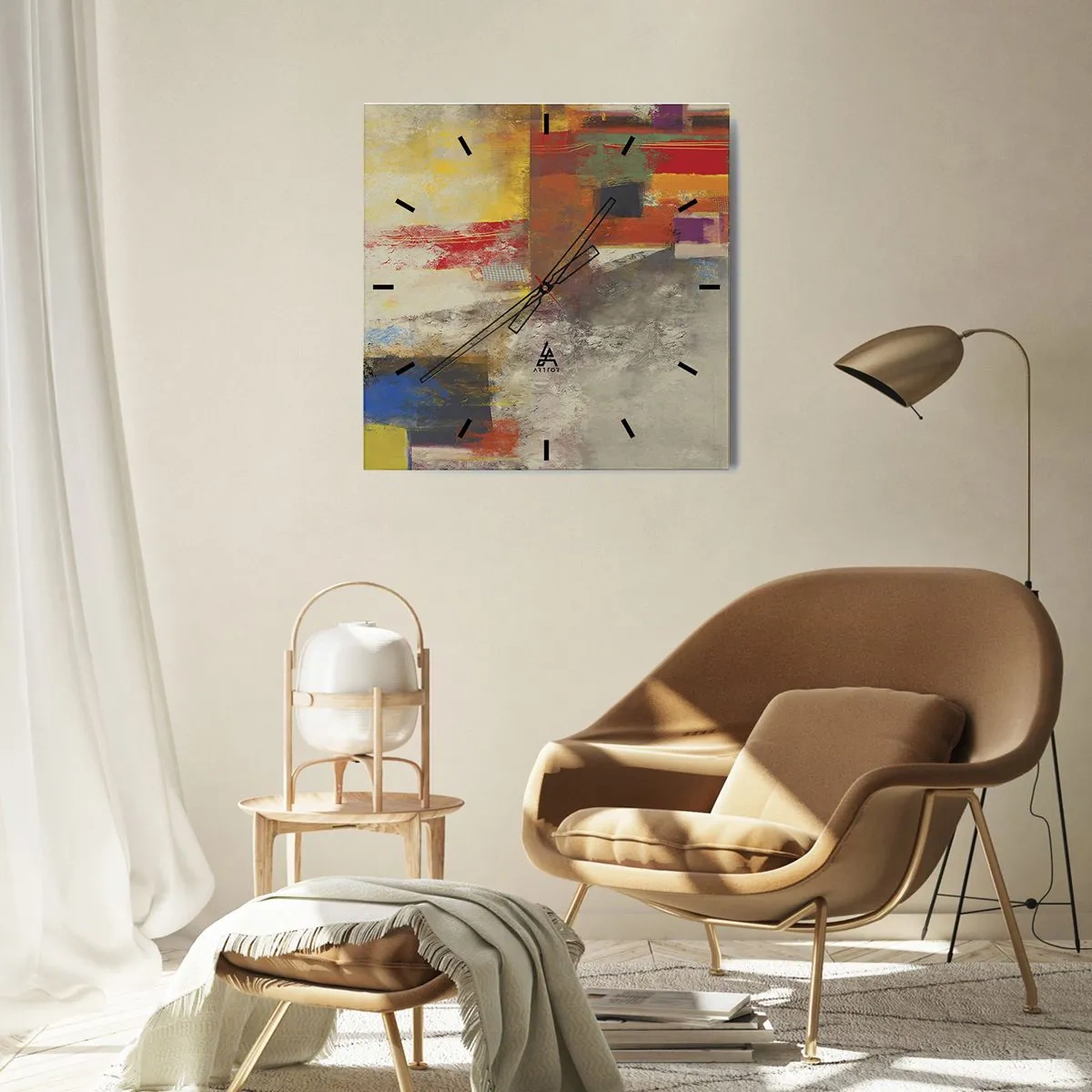 Zegar ścienny - Geometria barw - 40x40 cm