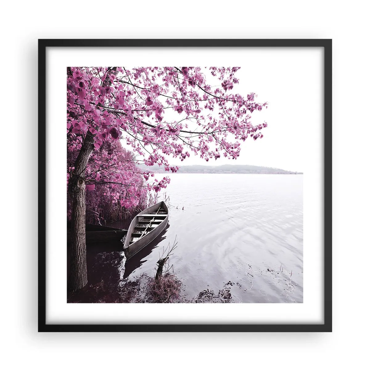Plakat w czarnej ramie - W różowej ciszy - 50x50 cm