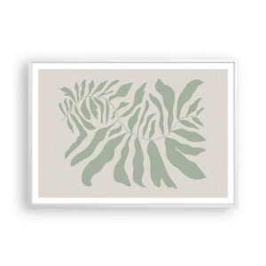 Plakat w białej ramie - Szmaragdowa gałązka - 100x70 cm
