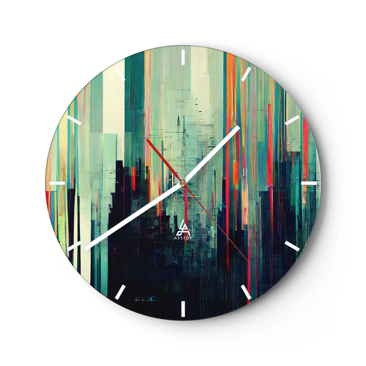 Zegar ścienny - Futurystyczne miasto - 40x40 cm